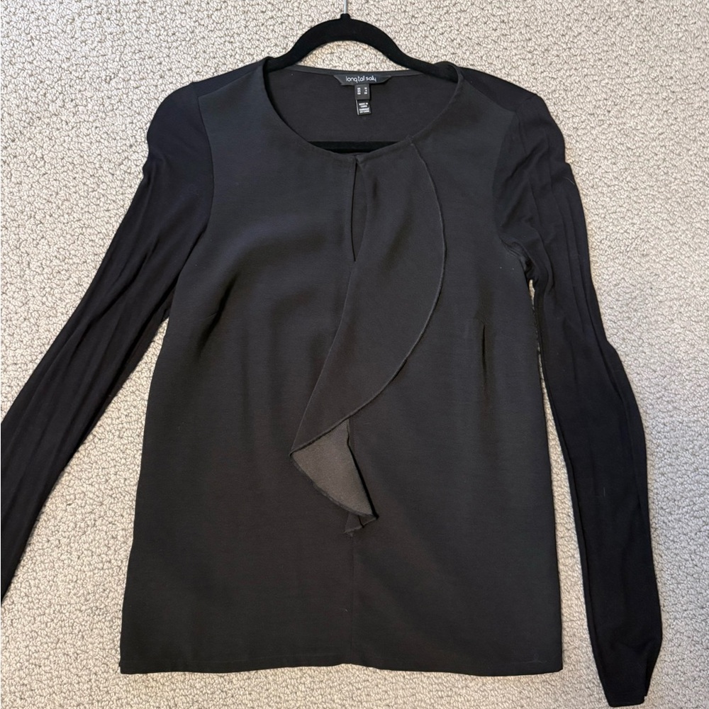 Long Tall Sally Black Ruffle Blouse